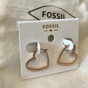 Fossil rose gold heart earrings NWT